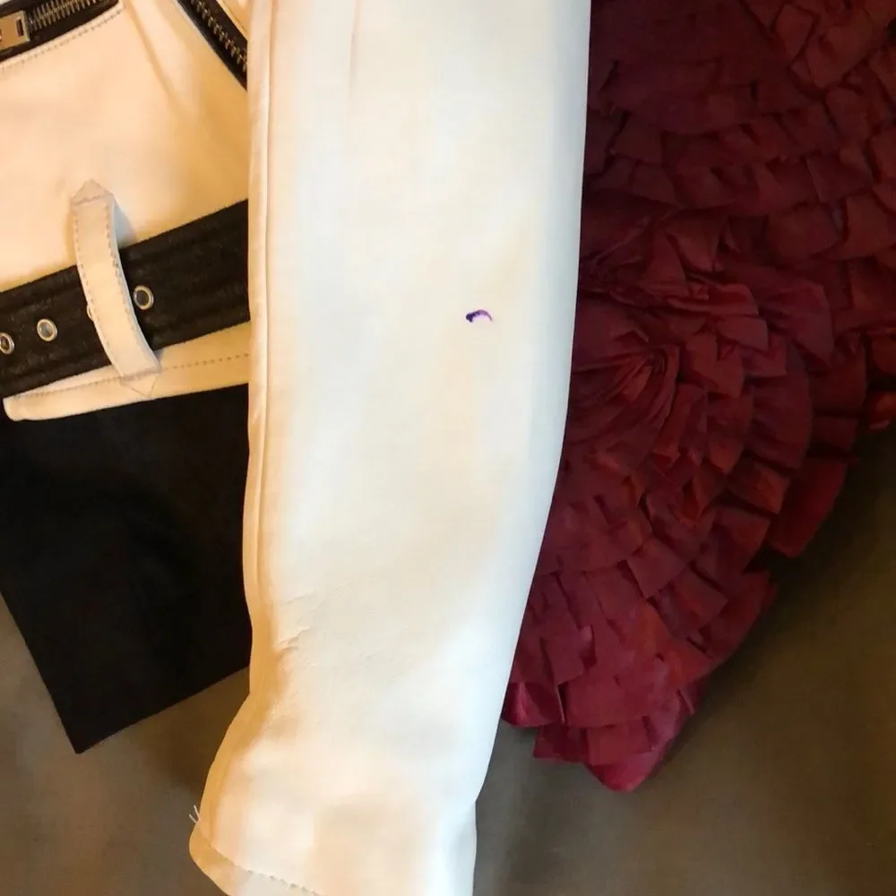 IRO White and Black Yulia Leather Jacket in Ecru - Picture 16 of 16